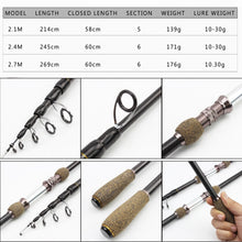 Charger l&#39;image dans la galerie, 2.1m-2.7m Telescopic Spinning Rod
