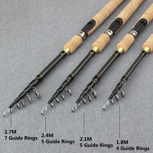 Carregar imagem no visualizador da galeria, 1.8-2.7m Telescopic Spinning/Baitcasting Rod Wooden
