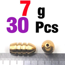 Load image into Gallery viewer, 30pc Brass Bullet Sinkers 5-10g
