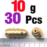 30pc Brass Bullet Sinkers 5-10g